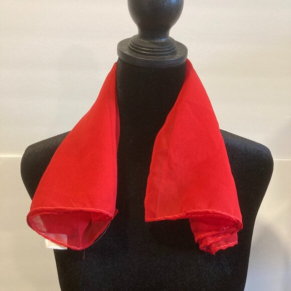Mid Century Chiffon Scarf Sheer Red 60s Vintage Boho Audrey Hepburn Mod Look - Picture 2 of 4